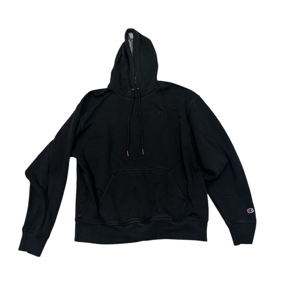 Champion Authentic Activewear Black Hooded Sweatshirt Men's Large